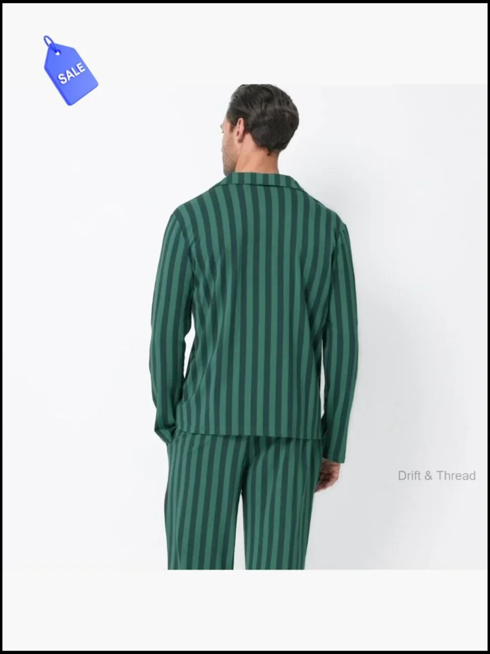 Men's Cotton-Modal Pajama Set Long Sleeve Button-Down Top with Pants